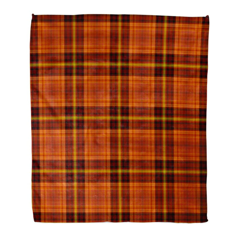 ASHLEIGH Throw Blanket 58x80 Inches Black Tartan Warm Plaid Brown Fall
