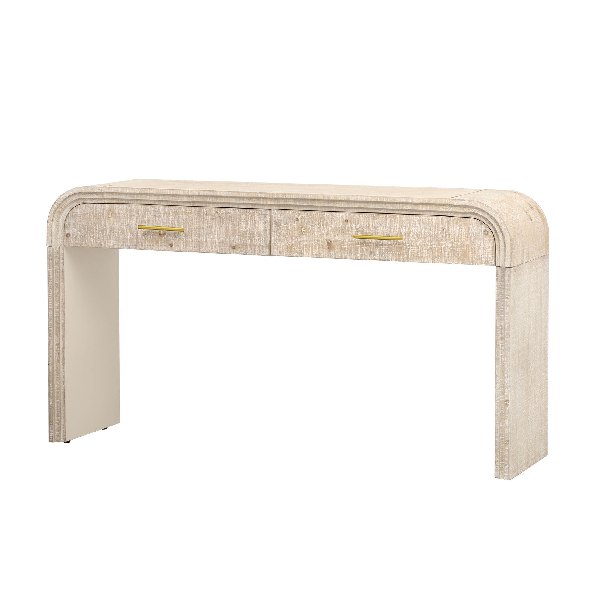 EUROCO 59" Console Table,Entryway Console Table with 2 Top Drawers and Open Style Design,Narrow Long Wood Sofa Table for Entrance, Living Room,Natural