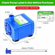 Cat Water Fountain Pump (No Led & with Brush),IP68 DR-DC 160 Submersible Water Pump for Stainless Steel,Ceramic Cat Water Fountain,Ultra Quiet Pet Fountain Pump