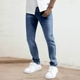 thumbnail image 2 of Jeans For Men Casual Washed Straight Slim Leg Denim Trousers Comfortable Fit Outdoor Activities Pants For Men Light Blue 40, 2 of 5
