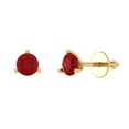 thumbnail image 2 of 1 Ct Round Cut Studs Red Ruby 14K Yellow Solid Solid Gold Everyday Dainty Earrings Screw Back, 2 of 7