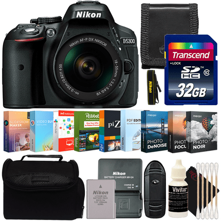 Nikon D5300 24 2MP DSLR Camera with 18-55mm Lens and Photo and Video Editing Software Collection Kit