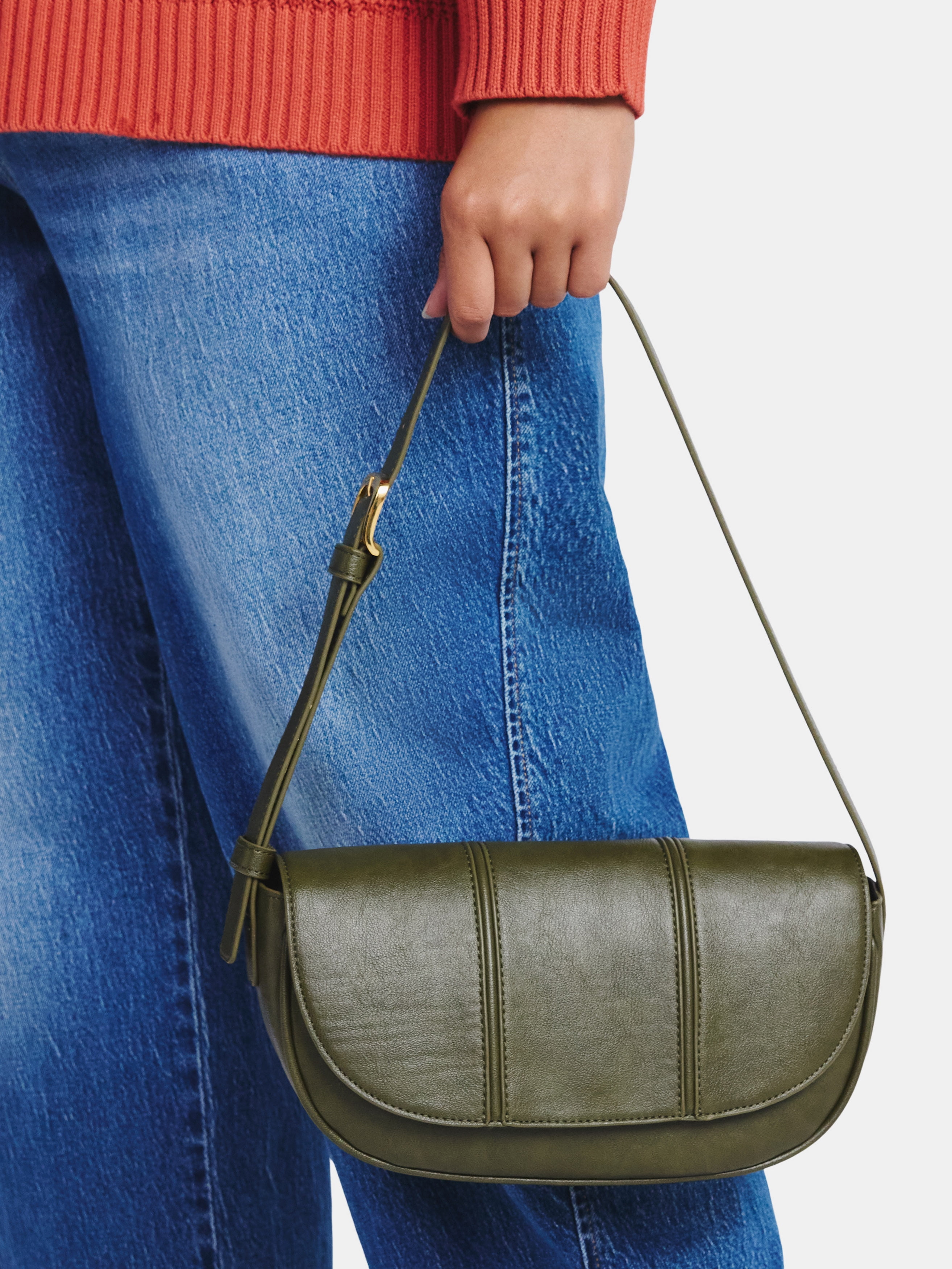 Time and Tru Women's Lina Shoulder Bag, Darkest Olive
