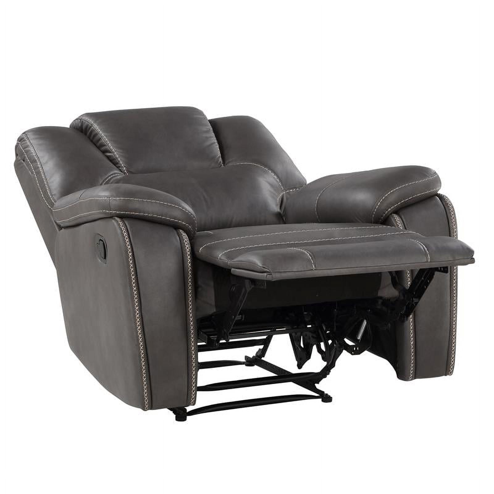 Steve Silver Katrine Charcoal Gray Faux Leather Manual Recliner with Sinuous Spring Construction