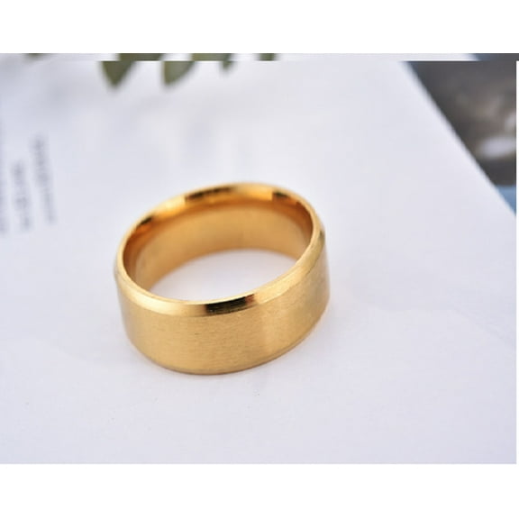 Men's Plain Brushed Beveled Edge Stainless Steel Ring, 8mm Comfort Fit Wedding Band