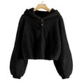 thumbnail image 1 of Sherrylily Girl's Fuzzy Hoodies Loose Button Down Pullover Top, 1 of 4