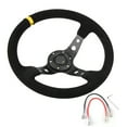 thumbnail image 2 of Keenso Auto Car Racing Steering Wheel, Universal 14in 6-Bolts with Horn Button Aluminum Frame Napped Leather for Most Vehicles, 2 of 7