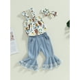 thumbnail image 3 of Coduop Baby Girls 3Pcs Outfit Set,Sleeveless Romper Tops and Long Jeans 3-piece Clothes Set, 3 of 7