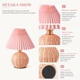 thumbnail image 4 of Pleated Table Lamp Rattan Ball Woven Bedside Lamp Creatives Bedroom Ambient Light Umbrella Shaped LED Night Light, 4 of 5