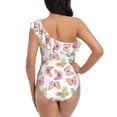 thumbnail image 5 of Uemuo colored butterflies Print Women's One Piece Swimsuit Asymmetrical Neck Bathing Suit One Shoulder Side Cutout Ruffle Swimwear-Small, 5 of 6