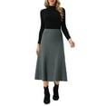 thumbnail image 2 of INSPIRE CHIC Women's Ribbed Knit A-Line Skirts Elastic High Waist Stretchy Sweater Midi Skirt XL Dark Gray, 2 of 6