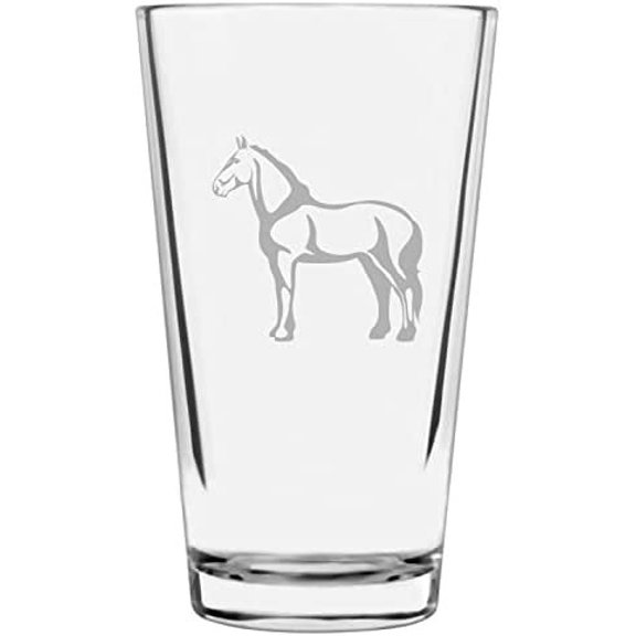 Percheron Body Horse Themed Etched 16oz Libbey Pint Glass