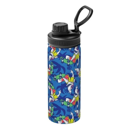 

Ocsxa Sharks Skateboarding With Palm Print 18oz Stainless Steel Water Bottle Unisex Water Bottle Insulated Sports Water Cup Flask for Cold Water Drinks/Sports/Travel/Car/School