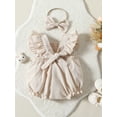 thumbnail image 3 of Bagilaanoe Newborn Baby Girl Rompers Fly Sleeve Bodysuits + Headband 3M 6M 12M 18M Infant Summer One Piece Jumpsuit, 3 of 9