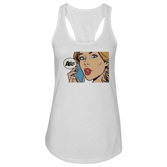 Woman On The Phone Racerback Tank Women -Image by Shutterstock, Female Small
