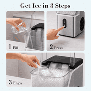 Auseo Nugget Ice Maker Countertop , 35lbs/24H, Crushed Ice Ready in 5 Mins ,Self-Cleaning, Ice Basket & Ice Shovel & Handle, for Home/Office/Party, Black