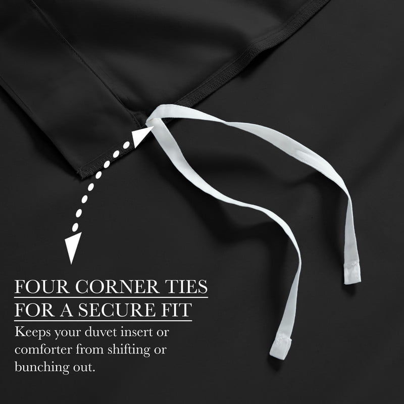 Superior 650 Thread Count Egyptian Cotton Duvet Cover Set, Black, King/ Cal King