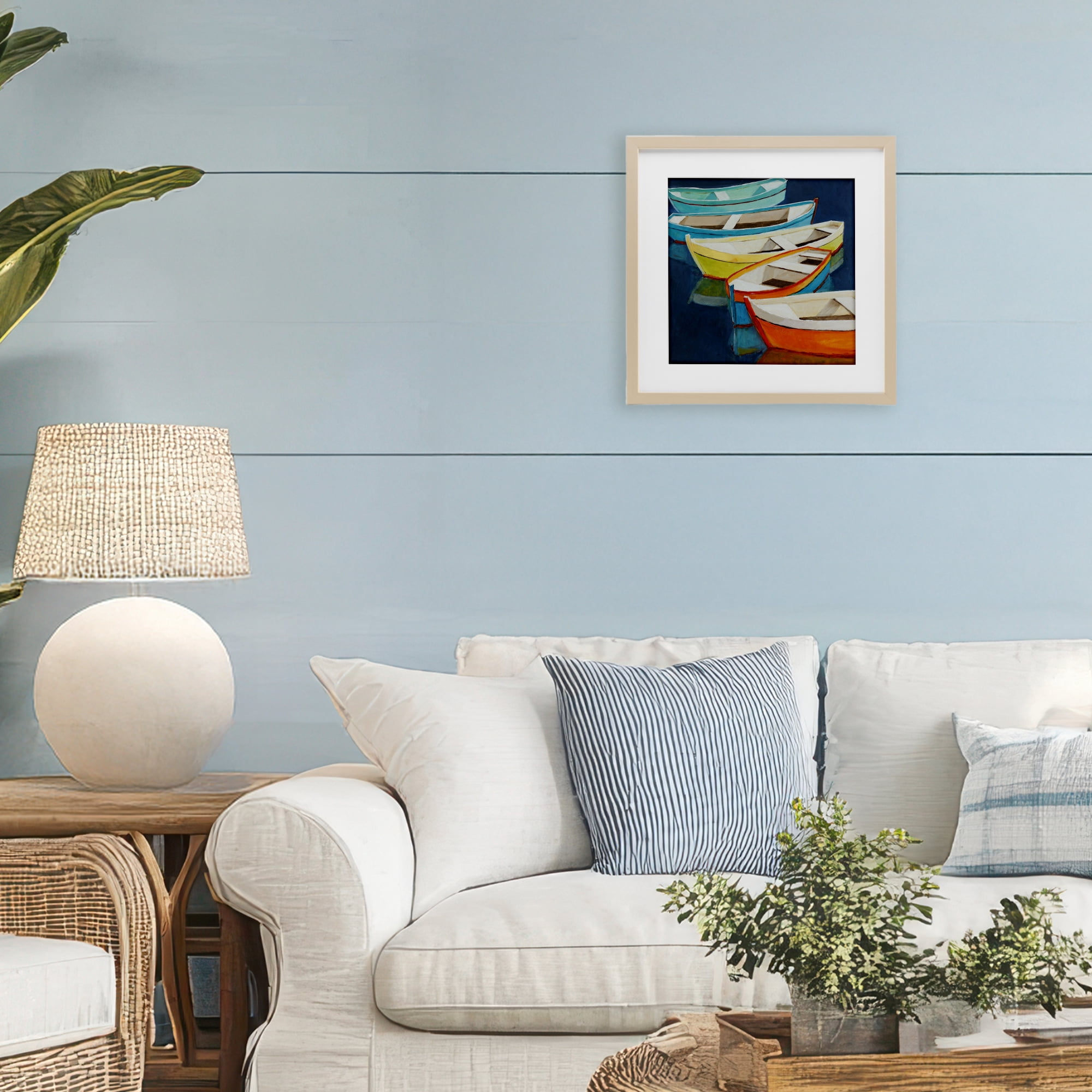 Stupell Industries Serene Rowboats in Summer Birch Framed Print Under Glass, design by Lorenzo Collective