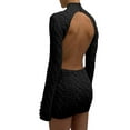 thumbnail image 3 of Faithtur Robe Chandail Femme Col Roulé Tricot Torsadé Manches Longues Dos Nu Robe Chandail Ajustée Robes Tricotées, S/ M/ L/ TG, 3 of 4