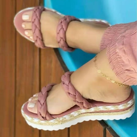 

Women s Platform Sandals Slip-on Style Peep Toe Casual Shoes with EVA Sole Summer Beach Supply