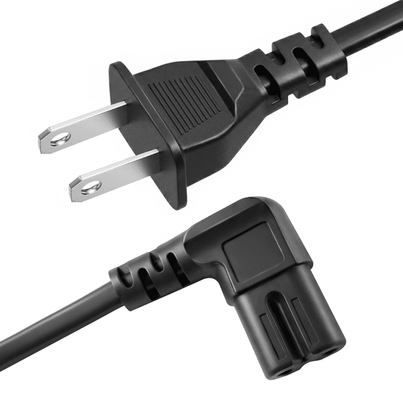 2 Prong 90 degree Angled 5FT C7 Figure 8 Replacement TV Power Cord
