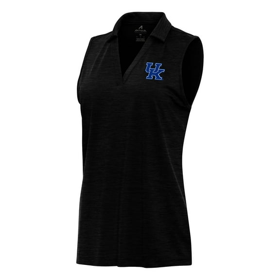 Women's Antigua Heather Black Kentucky Wildcats Layout Sleeveless V-Neck Polo