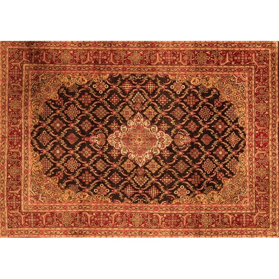 Ahgly Company Indoor Rectangle Medallion Orange Traditional Area Rugs, 5' x 7'