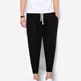 thumbnail image 2 of Men's Classic-FIT Lantern Pants Linen Pants Fashionable Harlen Pants Leggings Spring/Summer Pants for Men Black XL, 2 of 7