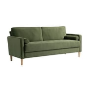 Studio Living Lorelei Mid-Century Modern Cushion Back Upholstered Sofa, Olive Fabric