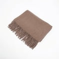 thumbnail image 5 of Idoravan Women's Knit Scarf Clearance Women's Fashion Winter Warm Scarf Solid Color Scarf Tassel Knitted Scarf Coffee, 5 of 5