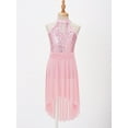 thumbnail image 2 of iiniim Kids Girls Lyrical Dance Dress Sleeveless Irregular Hem Mesh Dress Latin Jazz Modern Contemporary Dance Costume, 2 of 7