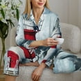 thumbnail image 5 of KLL Circular Lighthouse Print Women's Long Sleeve Pajamas with Pants Sleepwear Loungewear 2 Set-Large, 5 of 7