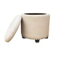 thumbnail image 3 of Otomana Benzara Zoya redonda de 19 pulgadas con parte superior elevable, beige y negro, 3 of 5