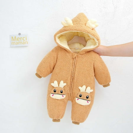 

Juebong Baby Onesies Clearance Newborn Toddler Winter Baby Boys Girls Hooded Romper Jumpsuit Thickened Outfits