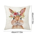 thumbnail image 3 of Weloille Linen Easter Pillow Case 18x18 Inches with Bunny and Egg Patterns, Decorative Cushion Cover for Sofa Couch Home Decor, 3 of 8