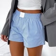 thumbnail image 3 of Lixiuxyad Summer Trendy Shorts Women's Shorts Cute Soft Striped Print Shorts Pants,Blue L, 3 of 5