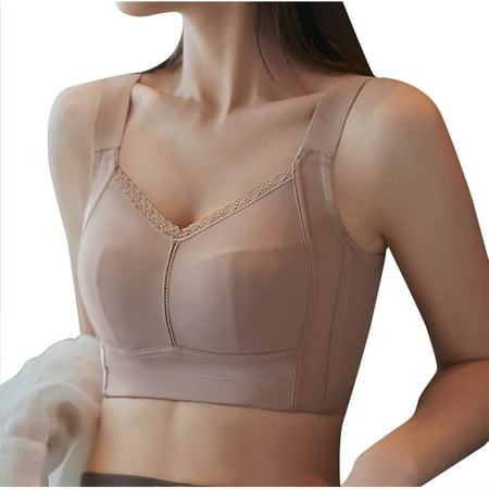 Gnurob Push Up Bras for Womens Lace Plus Size Bralette Wirefree Seamless lingerie Hide Back Fat Brassiere Widen Band Bralettes Comfort Minimizer Bra Clearance Saving Coffee X-Large