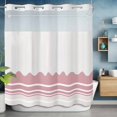thumbnail image 6 of No Hook Pink Purple Striped Shower Curtain with Snap in Liner Set, Abstract Modern Geometric Stripes Waterproof Fabric Bathroom Curtains with See Through Top Window, Hotel Style Modern 66 x 72 Inch, 6 of 9