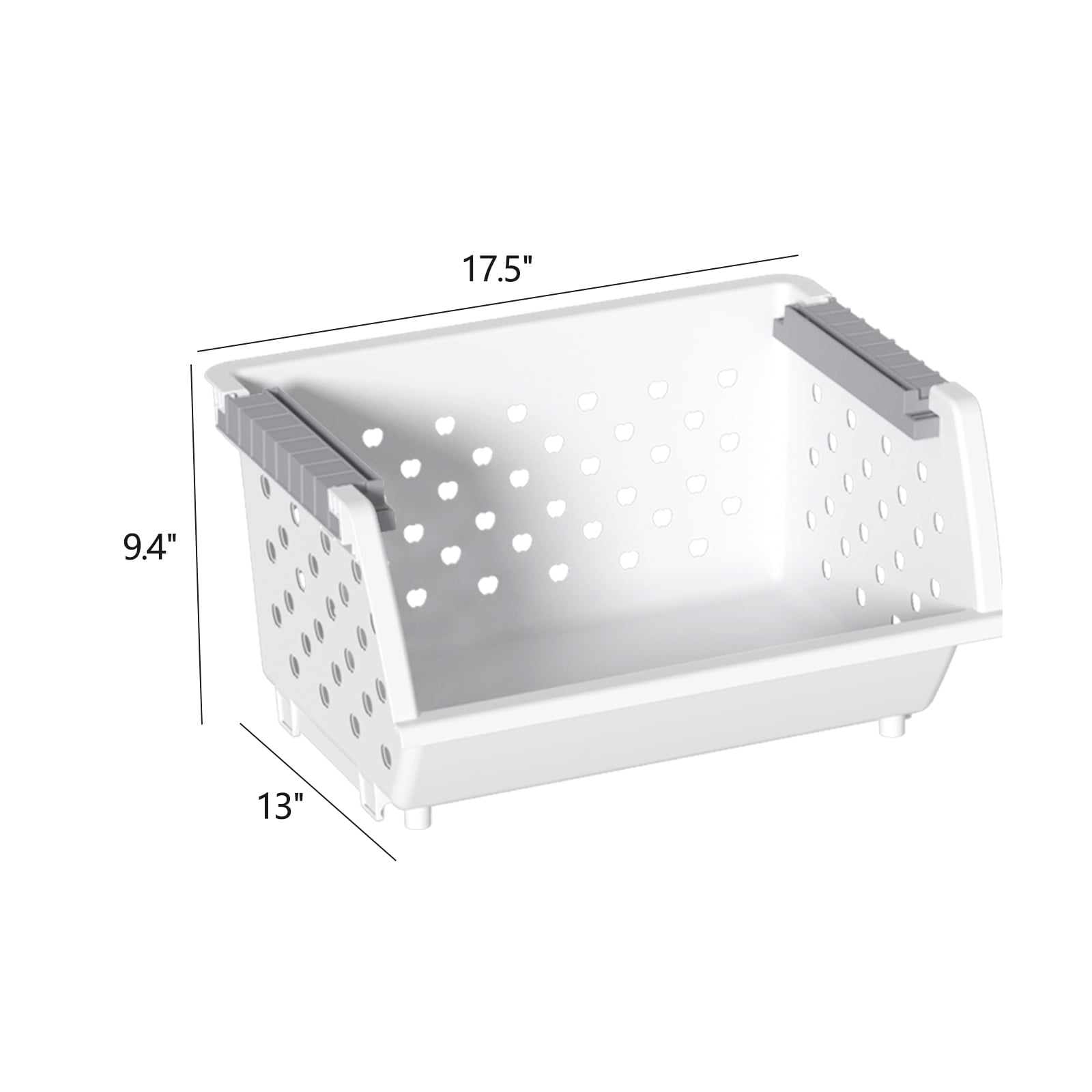 Vcansay 4 Packs Plastic Stackable Storage Basket, Large Stacking Baskets, Open Front Stacking Plastic Bins, White