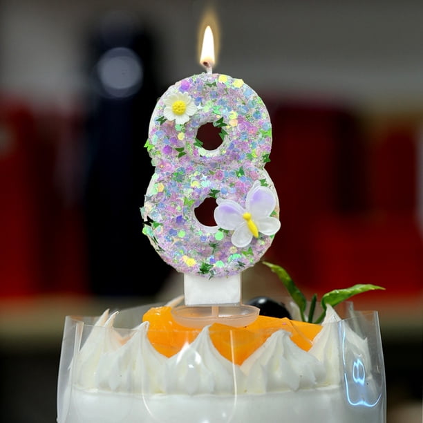 Decoración Digital de Pastel con Vela de Cumpleaños, Vela para Fiesta de Celebración Del Primer Cumpleaños, Flor