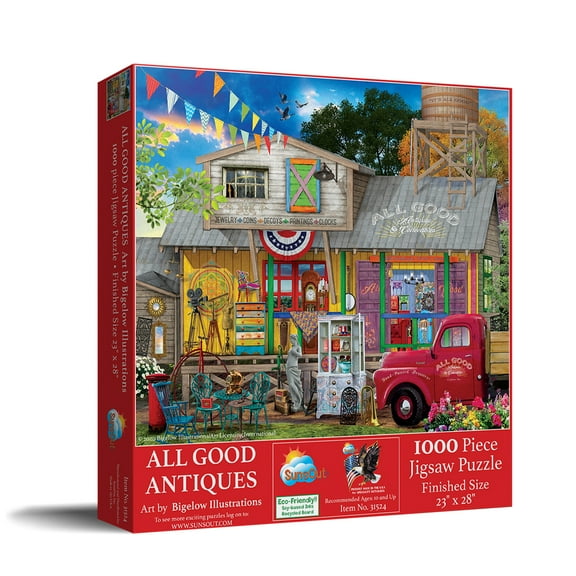 SUNSOUT INC - All Good Antiques - 1000 pc Jigsaw Puzzle by Artist: Bigelow Illustrations - Finished Size 23" x 28" - MPN# 31524