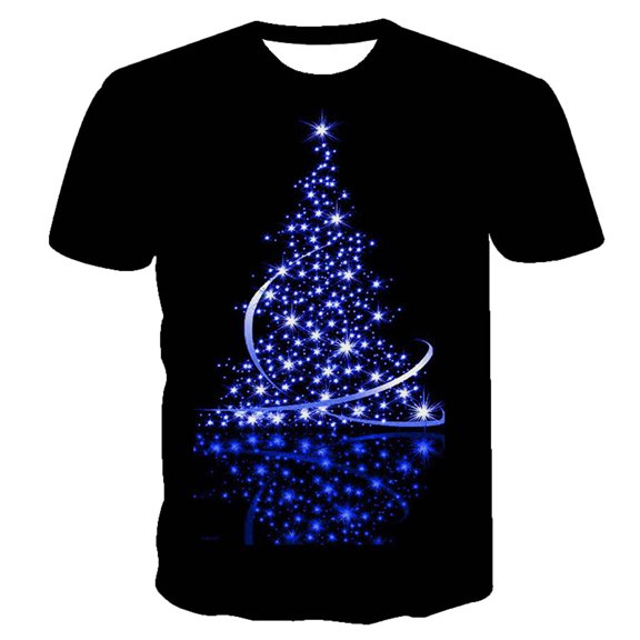 JINMGG Mens Shirts ,Men Casual Merry Christmas Christmas Tree 3D Digital Printing Pullover Round Neck Short Sleeve Blouse T-Shirt