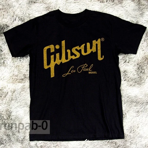 Reprint Rare Gibson Les Paul Model Black Unisex T-Shirt Unisex Black Cotton T-shirt S-5XL
