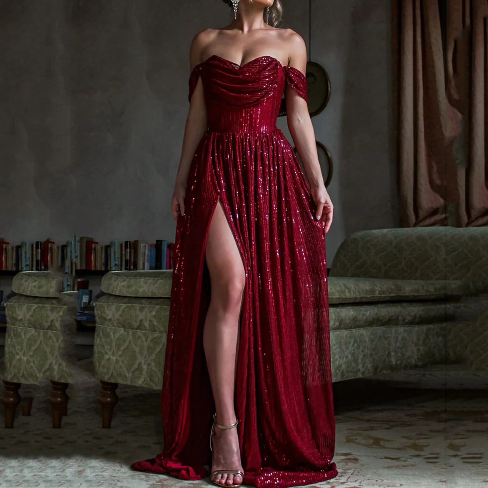 Luxury Beading & Sequin Coffee Tulle Evening Dress - VQ