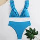 thumbnail image 3 of Traje de baño de 2 piezas para mujer, trajes de baño para mujer, bikinis sin espalda con tirantes y hebilla en la espalda de color liso para mujer, traje de baño de poliéster para mujer, 3 of 6