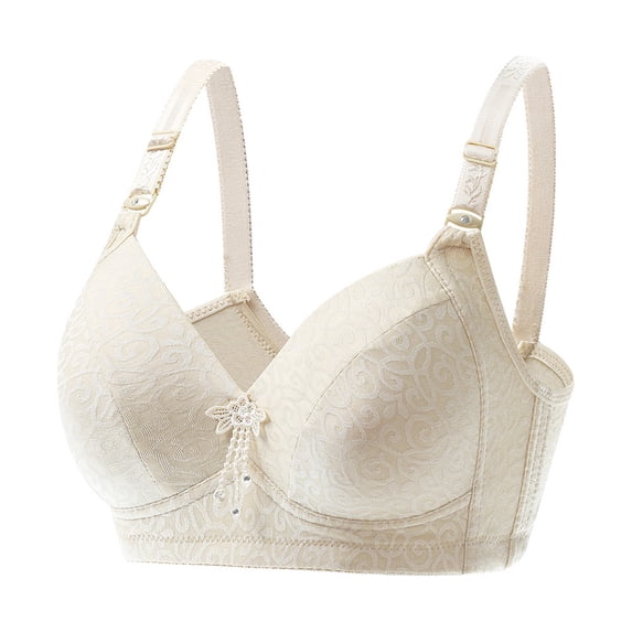 Eashery Bras for Women Underwire Support Everyday Bra Soft Mesh Bra Beige 40