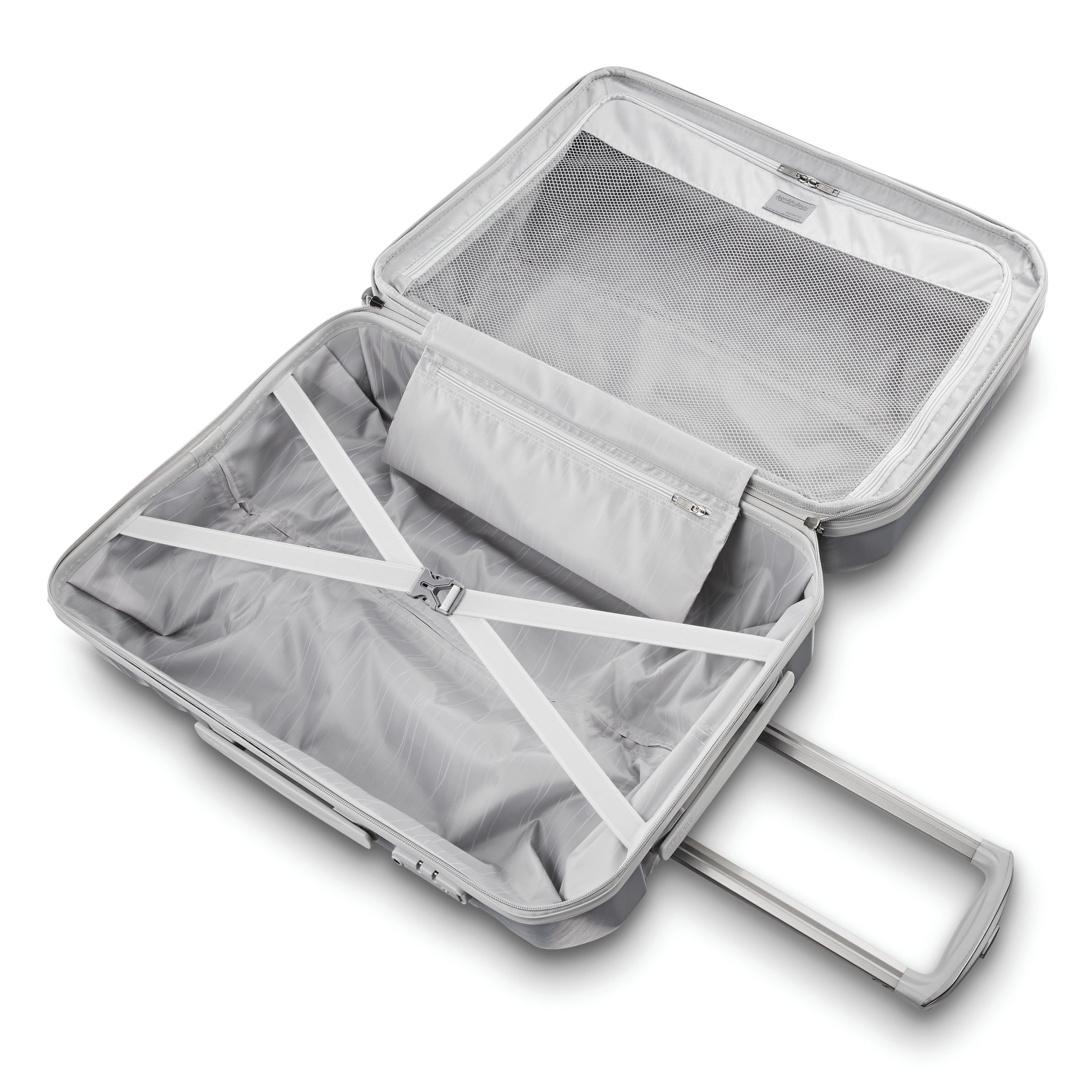 American Tourister Pirouette NXT Hardside Large Checked Luggage with Spinner Wheels - Silver