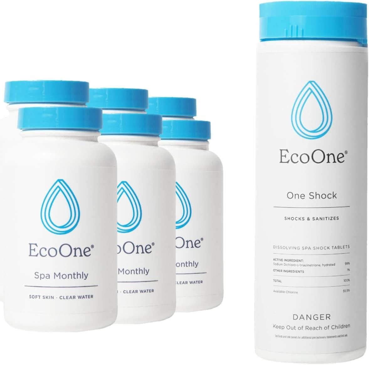EcoOne Hot Tub Chemical Maintenance and Supply Kit, Natural Water Conditioner, Spa Accessories
