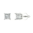 thumbnail image 2 of 1.5 Ct Princess Cut Studs Clear Crystal 14K White Solid Gold Everyday Dainty Earrings Screw Back, 2 of 7