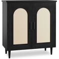 thumbnail image 5 of Rugerasy Rattan Buffet Cabinet with Storage,Sideboard Cabinet with 2 Doors and Adjustable Shelves,Boho Wood Cupboard for Livingroom,Dining Room,Black, 5 of 7